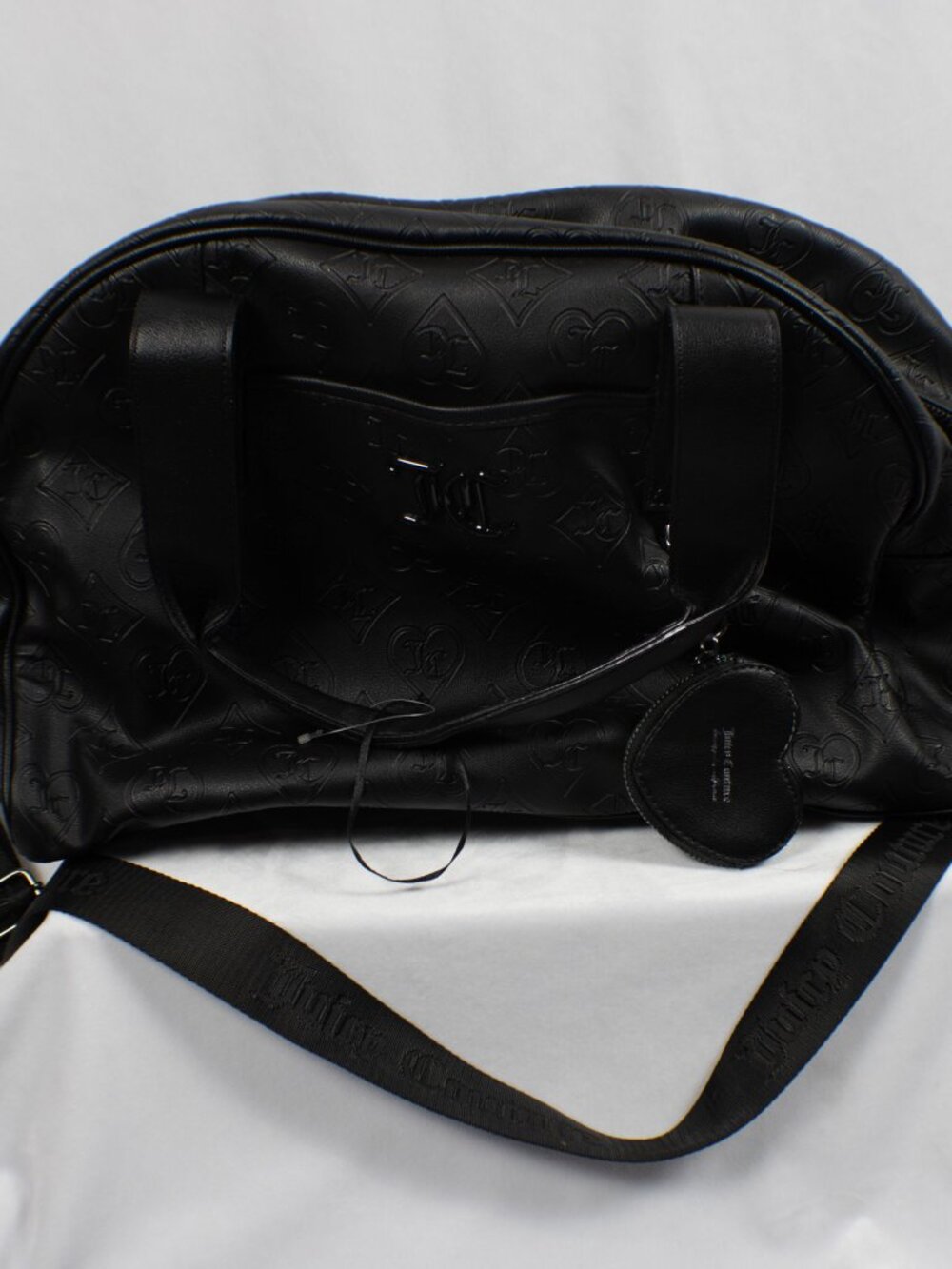 Juicy Couture Black Embossed Monogram Weekender Duffel Bag